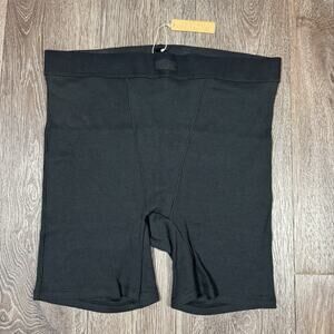 Skims Cotton Rib Boxer Shorts Underwear Womens Medium Black Soot Stretch NWT